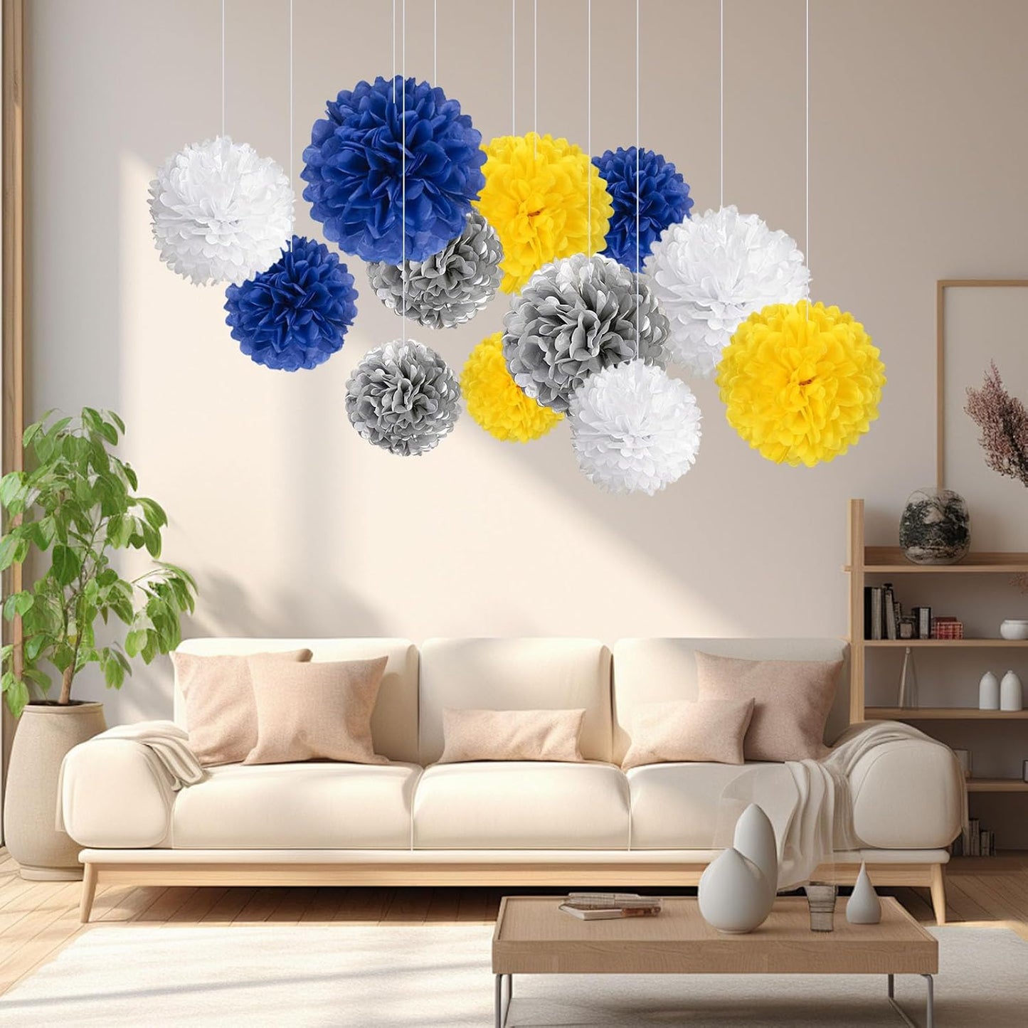 18 PCS Tissue Paper Pom Poms, Tissue Pom Poms Flowers, Sizes of 6", 10", 12", 14" Hanging Paper Flower Ball for Wedding, Birthday, Halloween, Christmas, Baby Shower Party Decor (Red Black Gold)