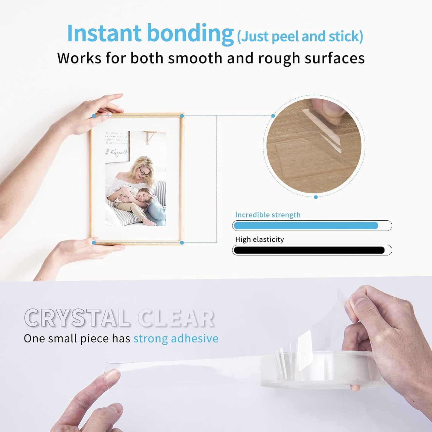 Art3d Double-Sided Mounting Tape (10FT), Multipurpose Removable Adhesive Foam Tape, Transparent, Household