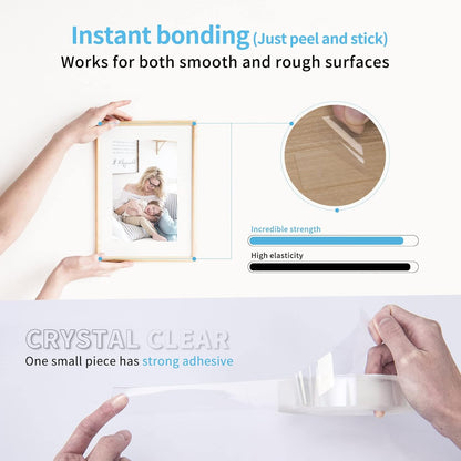 Art3d Double-Sided Mounting Tape (10FT), Multipurpose Removable Adhesive Foam Tape, Transparent, Household
