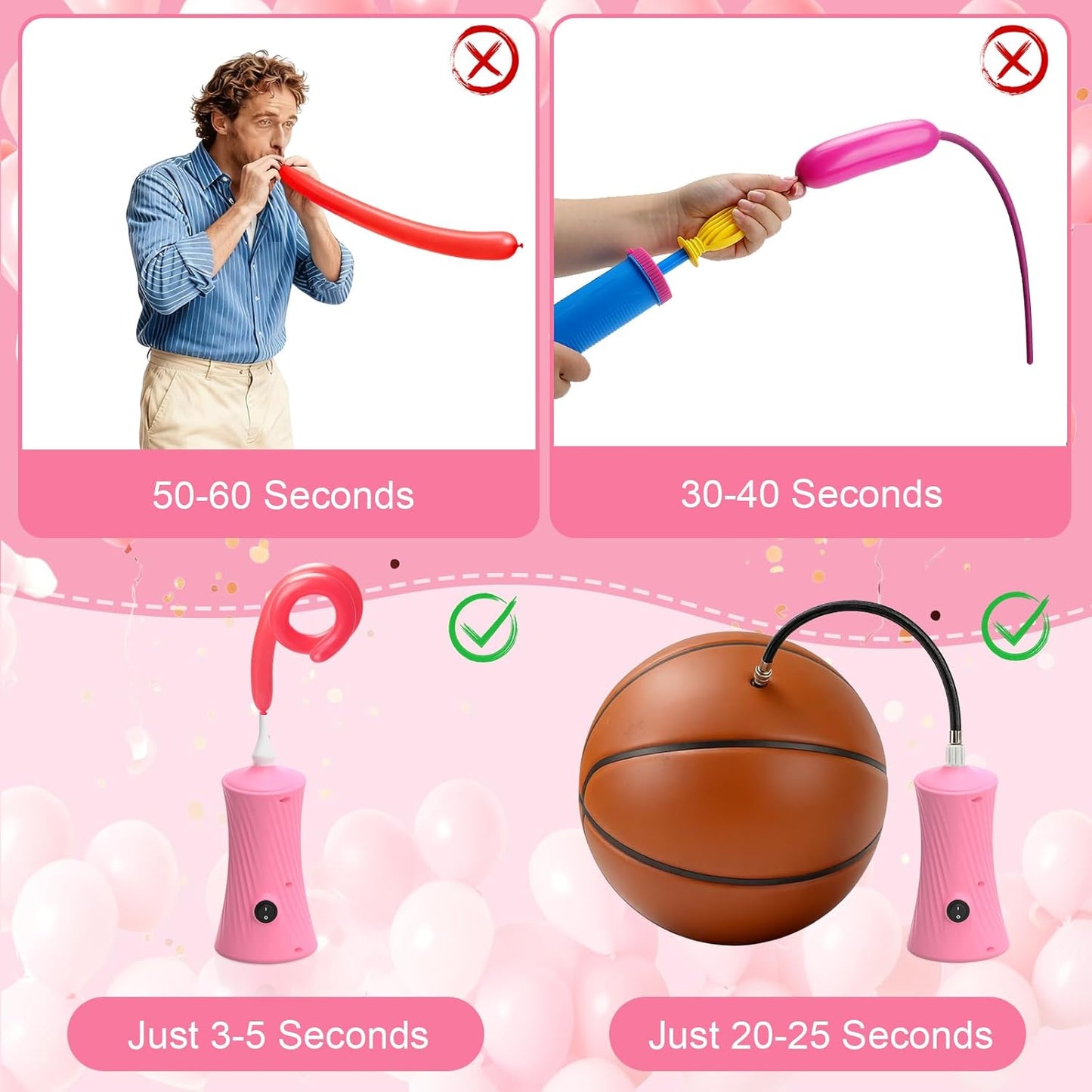 Ball Pump Balloon Pumps Electric, Balloon Pump Portable Long Animal Balloon Pump, Electric Blower Machine Inflator Basketball Pump 260 Balloon Pump for Party/Wedding/Birthday Decorations