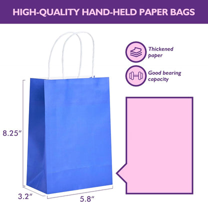 32 Pack Paper Gift Bags with Handles, 5.8"×3.2"×8.25" Party Favor Bags, Gift Bags, Small Gift Bags with Handles, Party Bags, Small Goodie Bags Bulk for Birthday, Crafts, Wedding, Party Supplies (8 Colors)