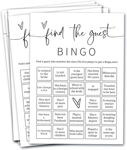 Bridal Shower Bingo, What Will The Bride to Be Receive, 25Pcs Bridal Bingo Game Cards, Engagement Party Games for Guests, Minimalist White Wedding Party Supplies - A18