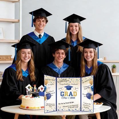 QIYANPAX Graduation Guest Book 2026, Blue and Gold Graduation Decorations Class of 2026, Graduation Signature Book, Congrats Grad Guest Book Alternative, Unique Graduation Gifts