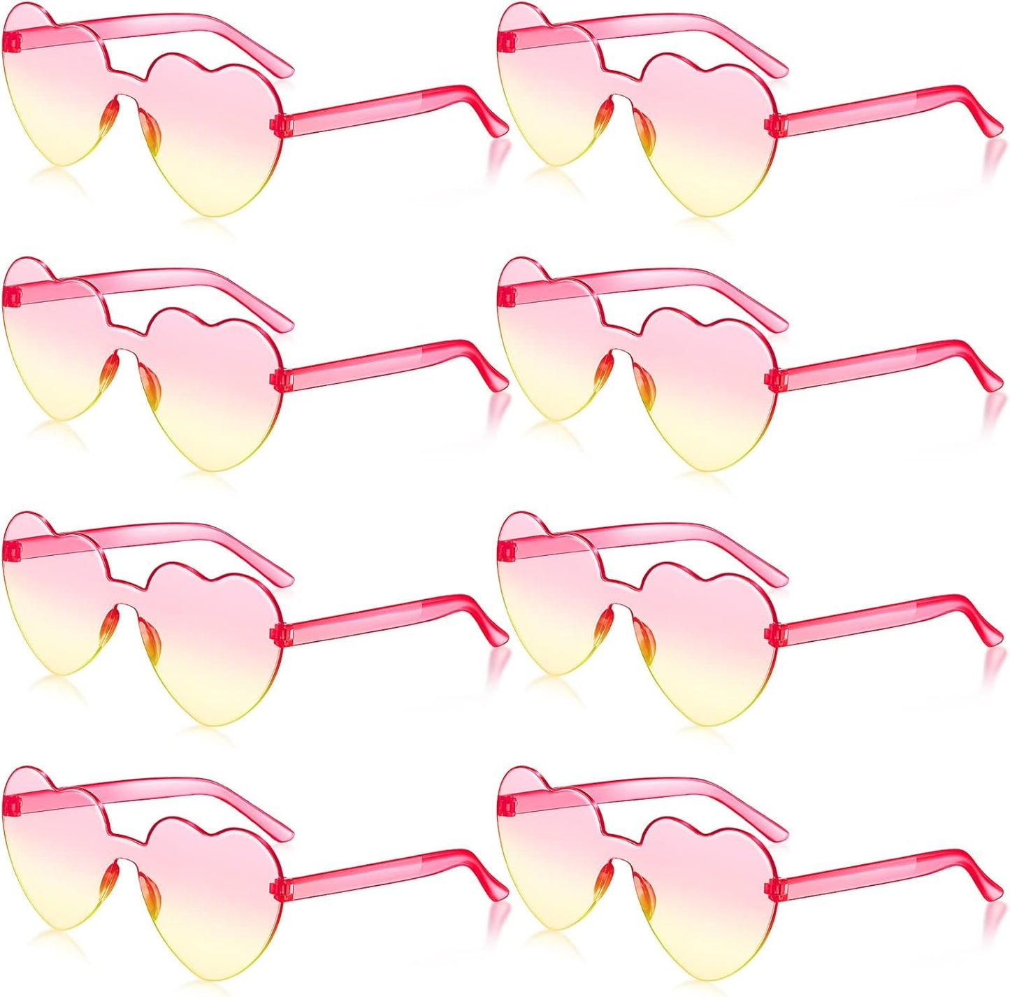 Frienda 8 Pairs Heart Shaped Sunglasses for Women Rimless Heart Glasses Candy Color Sunglasses for Party Favor