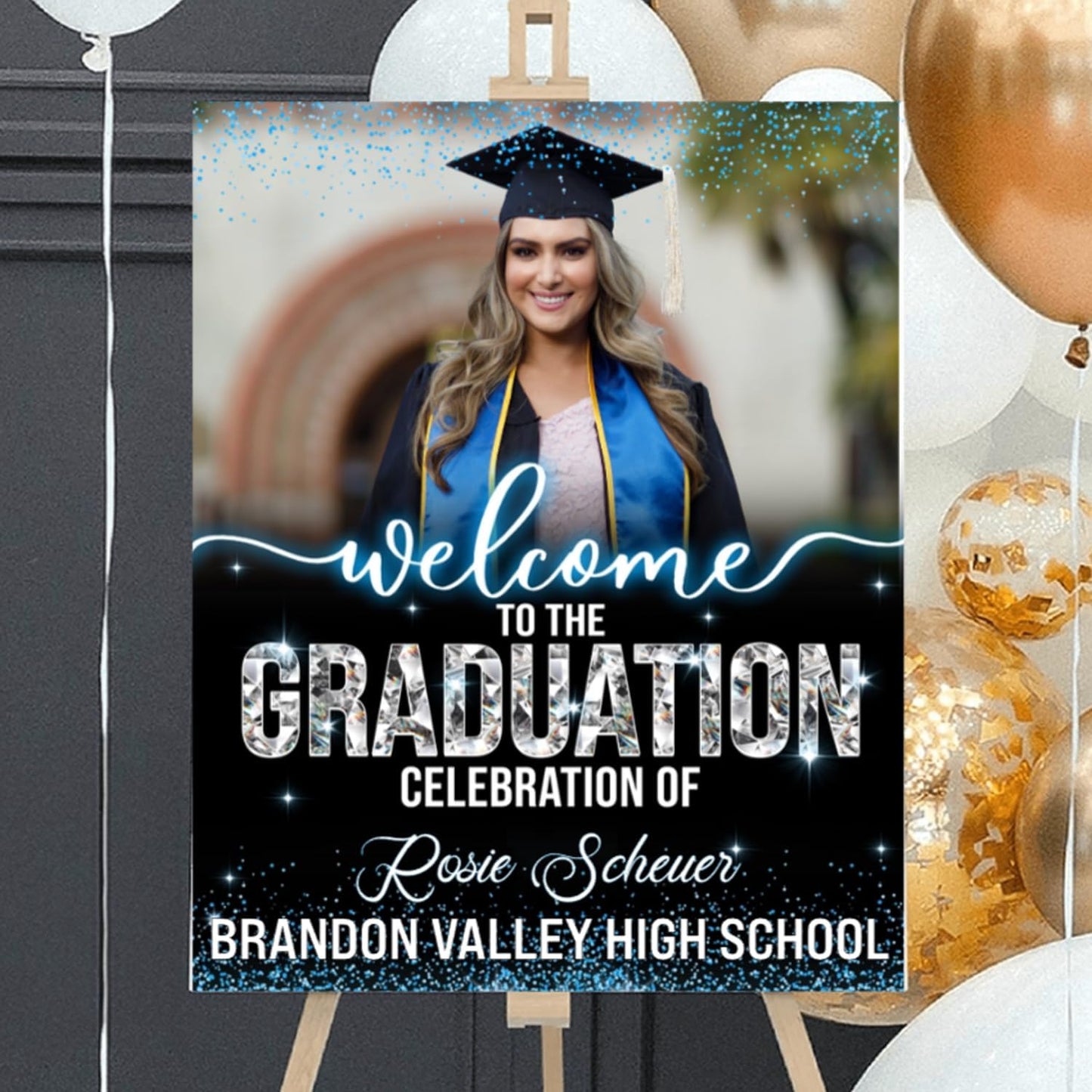 Graduation Party Welcome Sign, Photo Graduation Poster, Graduation Decorations, Grad Party Sign, Grad Welcome Sign, Graduation gift for best friend, Graduation gift for daughter, sister, brother - 1