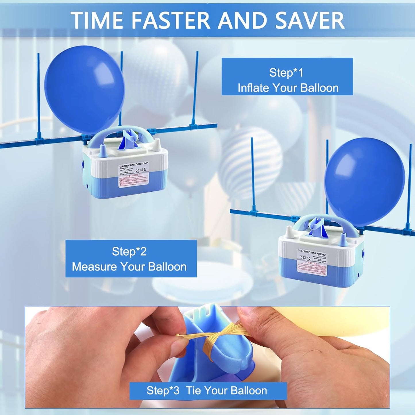 QIPUMP Balloon Pump Electric,110V 600W Balloon Blower Inflator Dual Nozzle Air Pump Balloons Inflator for Decoration, Party, Sport,Gifts:2 Balloon Tying Tools