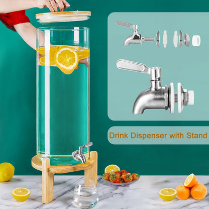 3.6 Gallon Drink dispenser,Glass Water Dispenser with Stand,Glass Beverage Dispenser with Spigot - Large Drink Dispensers for Parties,Bars,Restaurants
