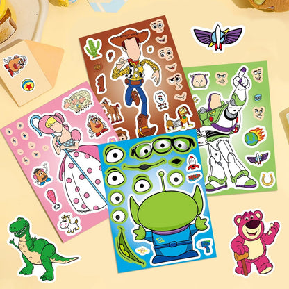 24 Sheets Cool Monster Sticker Cute Cartoon Charaters Make Your Own Sticker, Make a Face Stickers Party Favors Activities Gifts (c)