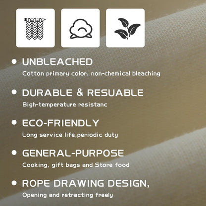 Tatuo 50 Pieces 4 x 6 Inches Muslin Cotton Drawstring Bags Canvas Linen Sachet Bag Reusable Empty Gift Pouch for Party Home Supplies