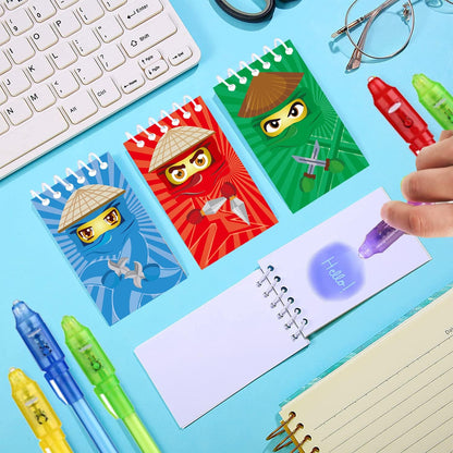 Ninja party favors |12 invisible ink pen and 12 mini Notepads| Ninja party Goodie Bag Stuffers,ninja party supplies