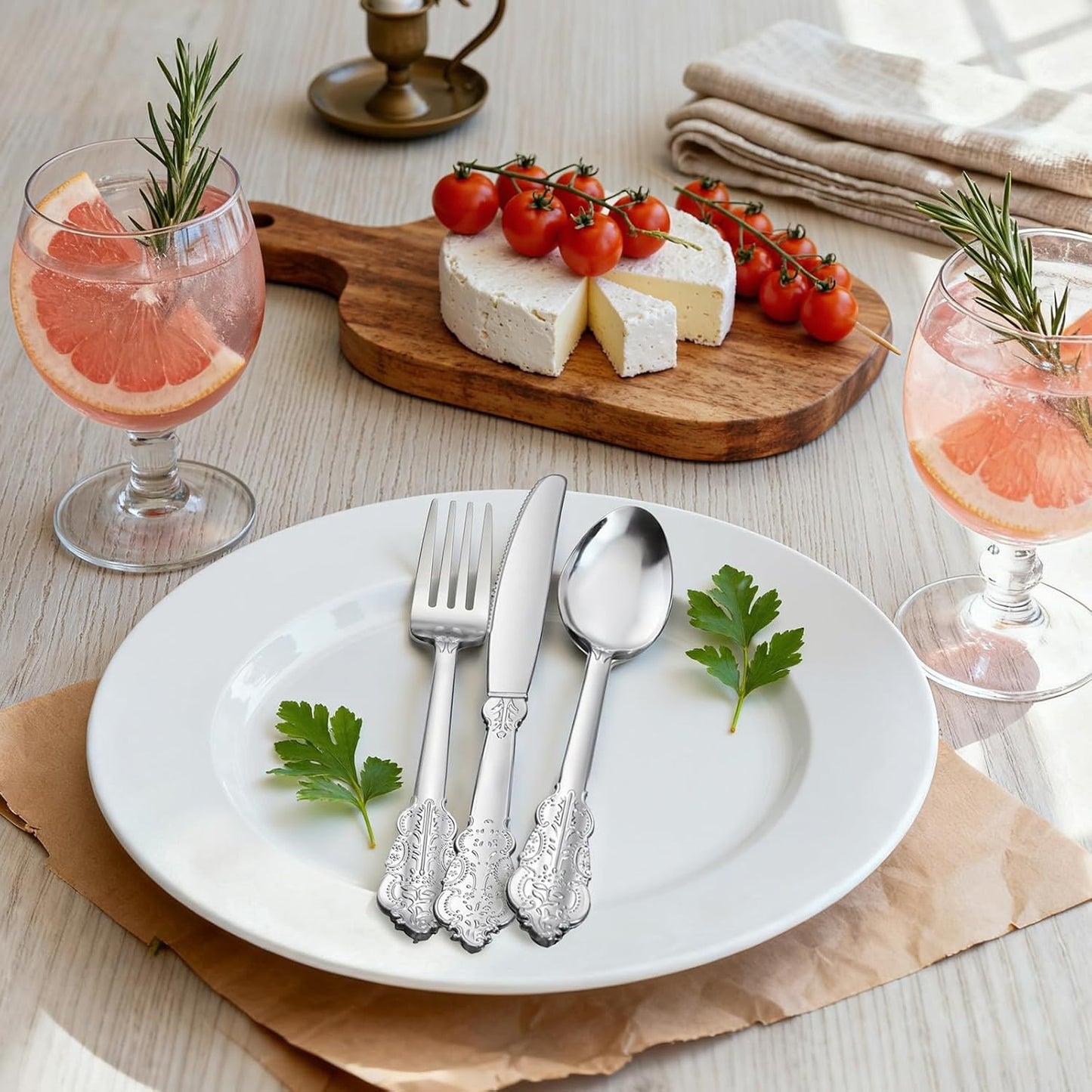 WDF300 Pieces Gold Plastic Silverware - Heavy Duty Disposable Cutlery Set Plastic Gold Silverware Set Includes 100 Forks, 100 Spoons, 100 Knives for Party Baby Shower Wedding Spring