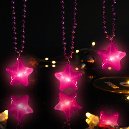 8 Pcs Light Up Necklaces Flashing Star Bead Necklaces Glow In The Dark Party Supplies for Weddings Birthday Valentines Mardi Gras July 4th Halloween Christmas