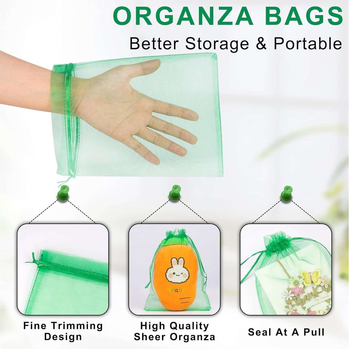 ANZNKU 50PCS Organza Bags 6x9 Large White Gift Bags for Candy Goodie Sachet Jewelry, Mesh Bag Drawstring Sheer Packaging Pouches for Wedding Favors Mother's Day Birthday Party Baby & Bridal Shower