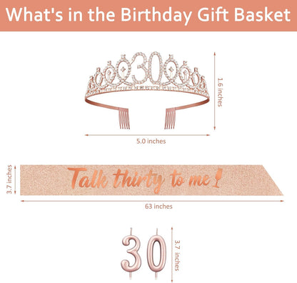 21st Birthday Decorations for Her with 21st Birthday Sash and Crown, Candles Gold, Gifts for 21 Year Old Girls