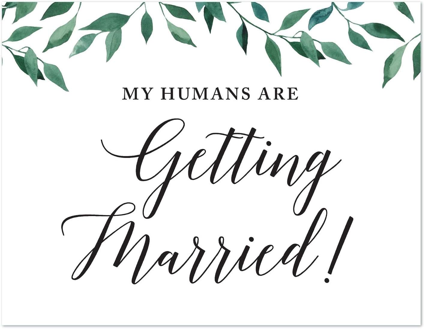 Andaz Press Wedding Party Signs, Natural Greenery Green Leaves, 8.5x11-inch, Bridal Shower Scavenger Hunt, 1-Pack - Colors D