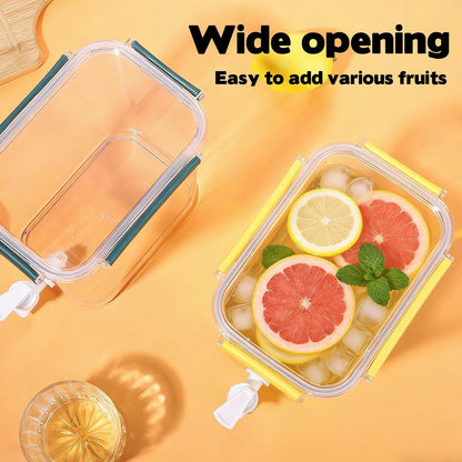 2 Pack Plastic Beverage Dispenser with Spigot Clear Kitchen Fridge Drink Dispenser for Summer Iced Tea Parties Lemonade Juice Tea Beer Cold Water Lemonade Party Supplies