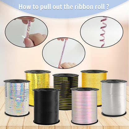 Rainbow Curling Ribbon, 500 Yard Metallic Shiny Curling Ribbon, 1/5" for Presents, Balloons, Parties & Festivals