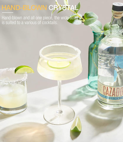 LUNA & MANTHA Martini Glasses, Martini Cocktail Glasses for Margarita, Manhattan, Cosmopolitan, Espresso, Home Bar, Evening Parties, Birthdays, Housewarming Gift,8oz-Stemless Set of 4