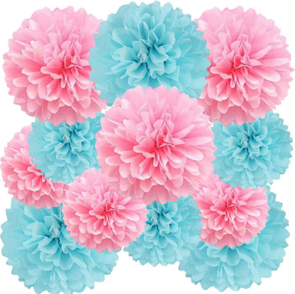 12Pcs Purple and Gold Hanging Tissue Paper Pom Poms,Pompoms Flowers for Ceiling Party Decorations(Purple,Light Purple,Gold)