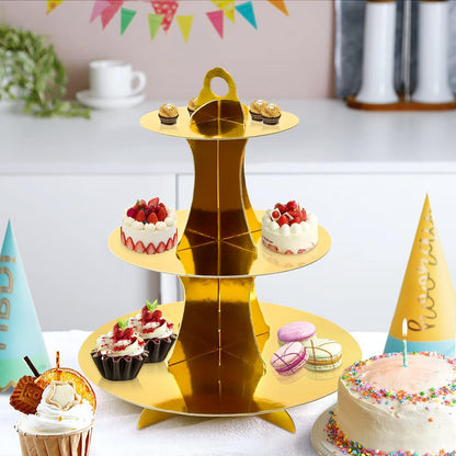 Soleebee 3-Tier Round Cupcake Stand, Cardboard Cupcake Tower, Dessert Cup Cake Stand Tower for Birthday Wedding Party Decoration, Cupcake Tier Stand 1 Set (Hot Pink)
