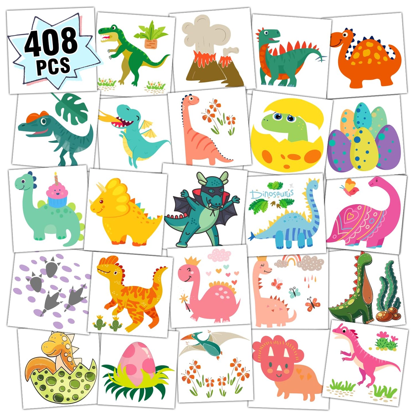 Partywind 408 PCS Kids Tattoos for Party Supplies, Individually Wrapped Sheet Temporary Tattoos Stickers for Kids Goodie Bag Stuffers, Fun Birthday Party Favors - Mixed