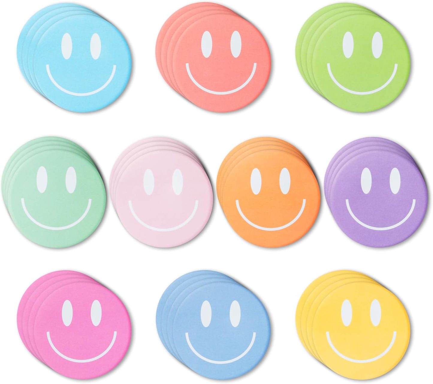 AgincBerry Smile Face Sticky Notes - 30PCS Back to School Colorful Preppy Self-Stick Notes Mini Smile Face Memo Pads Creative Shaped Notepad Writing Sticky Note for Office Home Gift Tab Supplies