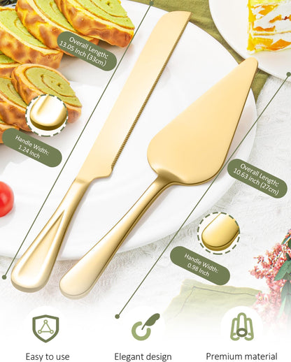 13-Inch Premium Cake Cutting Set for wedding，Exquisite Cake Knife and Server Set with Serrated Design, Ideal for Pastries, Pies, and Desserts (Silver)