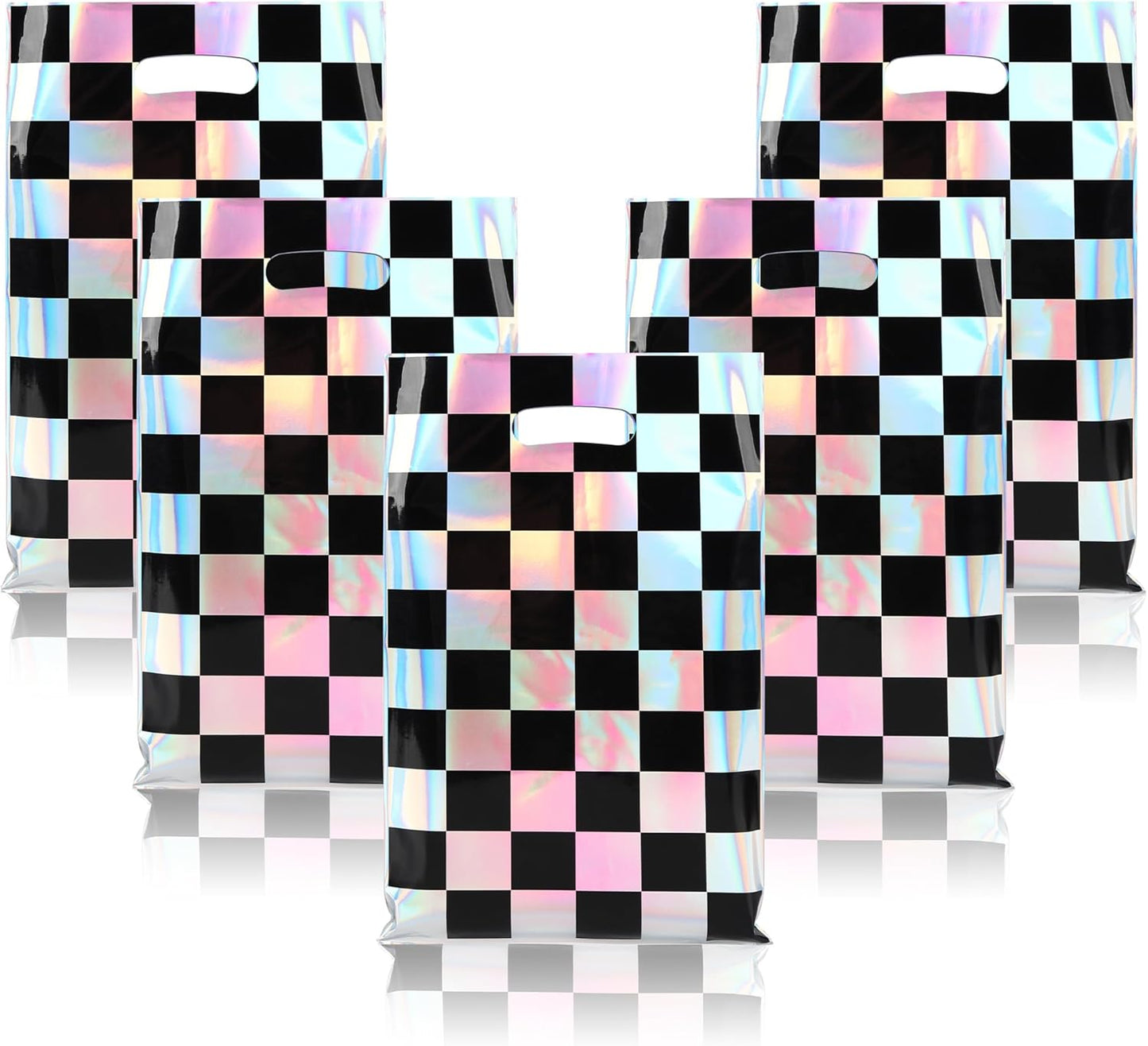 Mikzhskr 30Pcs Race Car Party Favors Bag Goodie bags Racing in Speed Party Decorations Soccer Theme Black and White Checkered Candy Bags with Handles for Kids Race Car Birthday Party Supplies