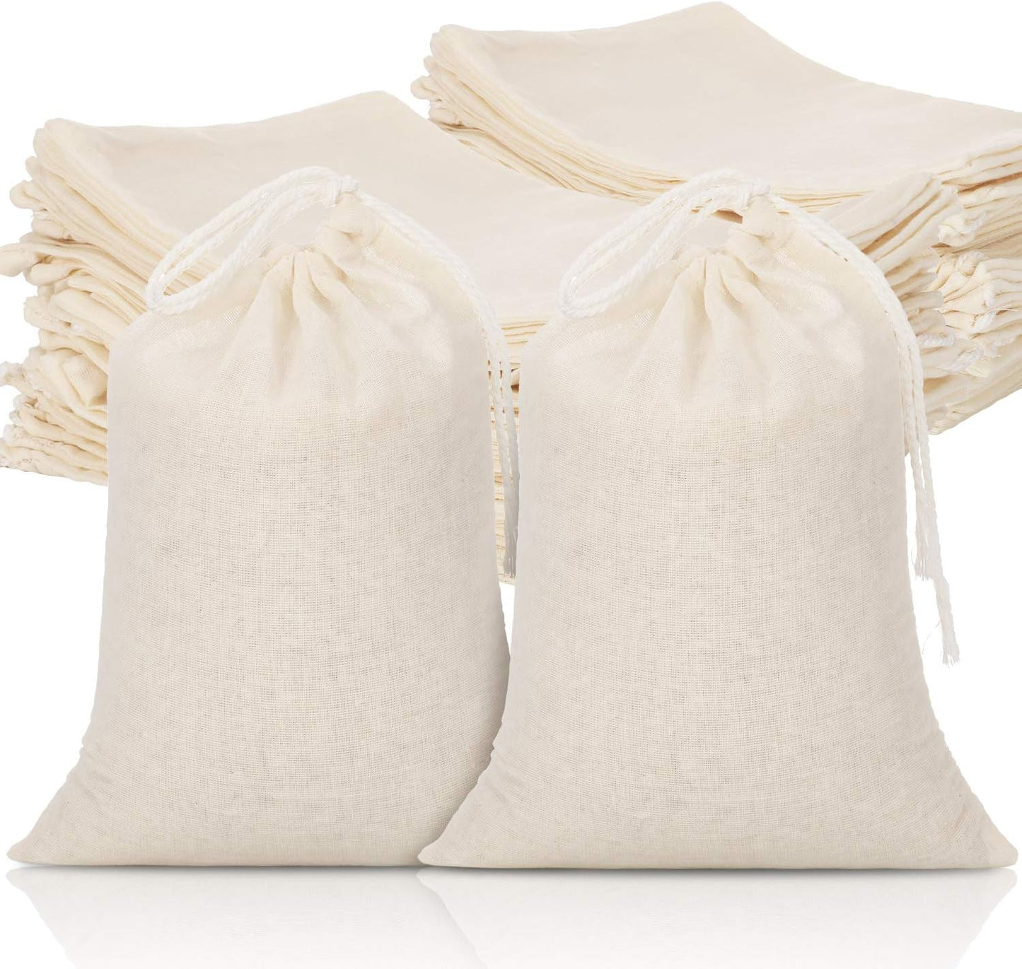 Tatuo 50 Pieces 4 x 6 Inches Muslin Cotton Drawstring Bags Canvas Linen Sachet Bag Reusable Empty Gift Pouch for Party Home Supplies