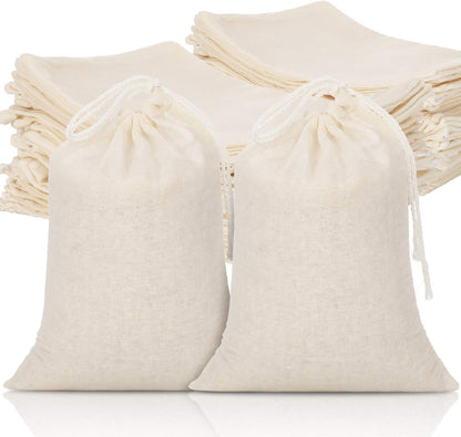 Tatuo 50 Pieces 4 x 6 Inches Muslin Cotton Drawstring Bags Canvas Linen Sachet Bag Reusable Empty Gift Pouch for Party Home Supplies