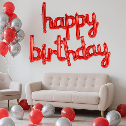 Happy Birthday Balloons Banner Foil Letters Balloons Connected, Personalized Birthday Signs for Women Men Boys Girls Birthday Party Decorations, Small Gold