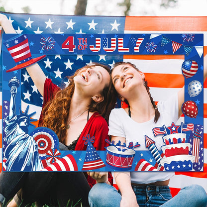 4th of July Photo Booth Props Photo Frame Independence Day Photography Posing Selfie Supplies Funny Picture Decorations for Patriotic Memorial Themed Party Favor Masquerade Backdrop Decor Supplies