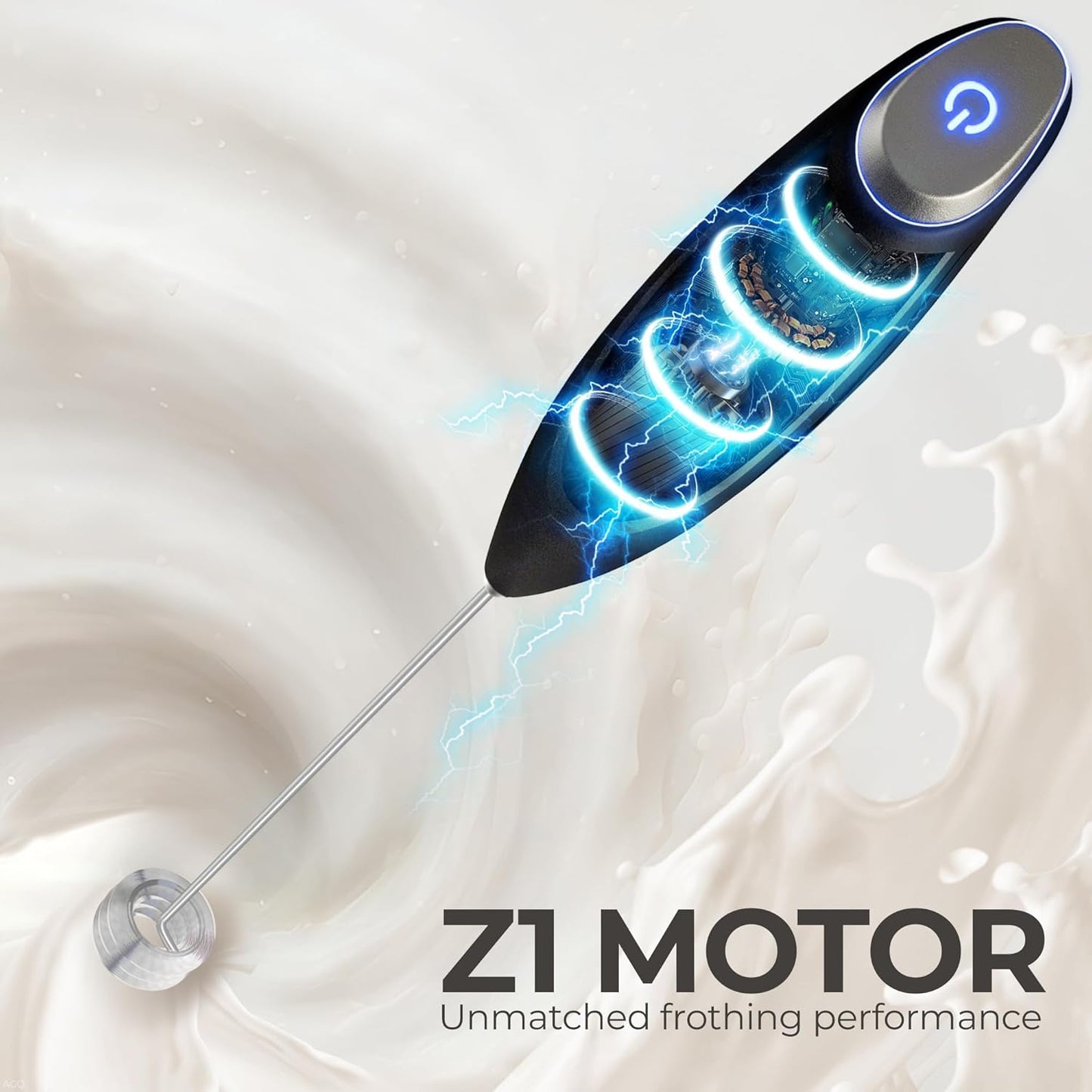Zulay Kitchen Powerful Milk Frother Wand With Duracell Batteries - Ultra Fast Handheld Drink Mixer - Electric Whisk Foam Maker for Coffee, Lattes, Cappuccino & Matcha - Z1 Motor - Black - Colors B