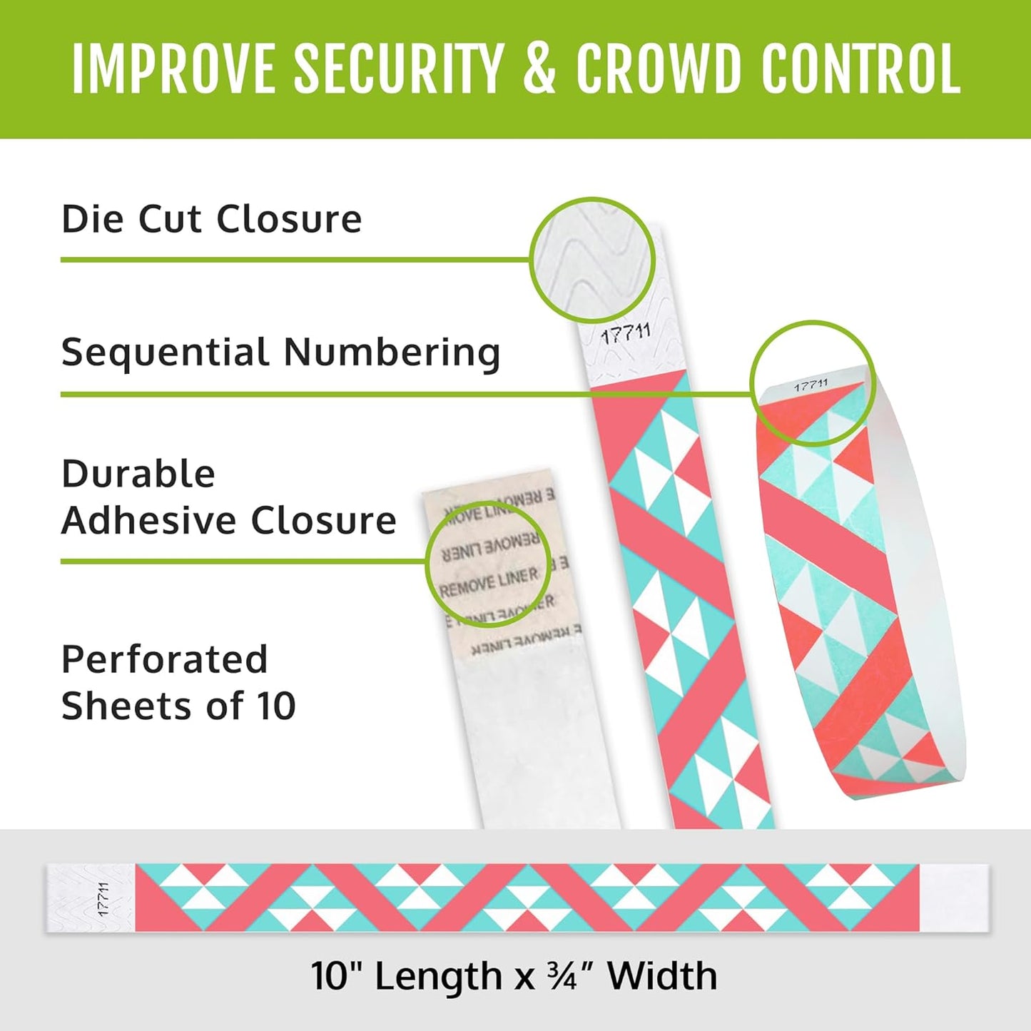 500 WristCo Swimming Pool Tyvek Wristbands for Events – Security Cuts & Tamper-Proof Design to Prevent Reuse – Premium-Grade Bracelets for Hospital & Medical ID, Party & VIP Identification