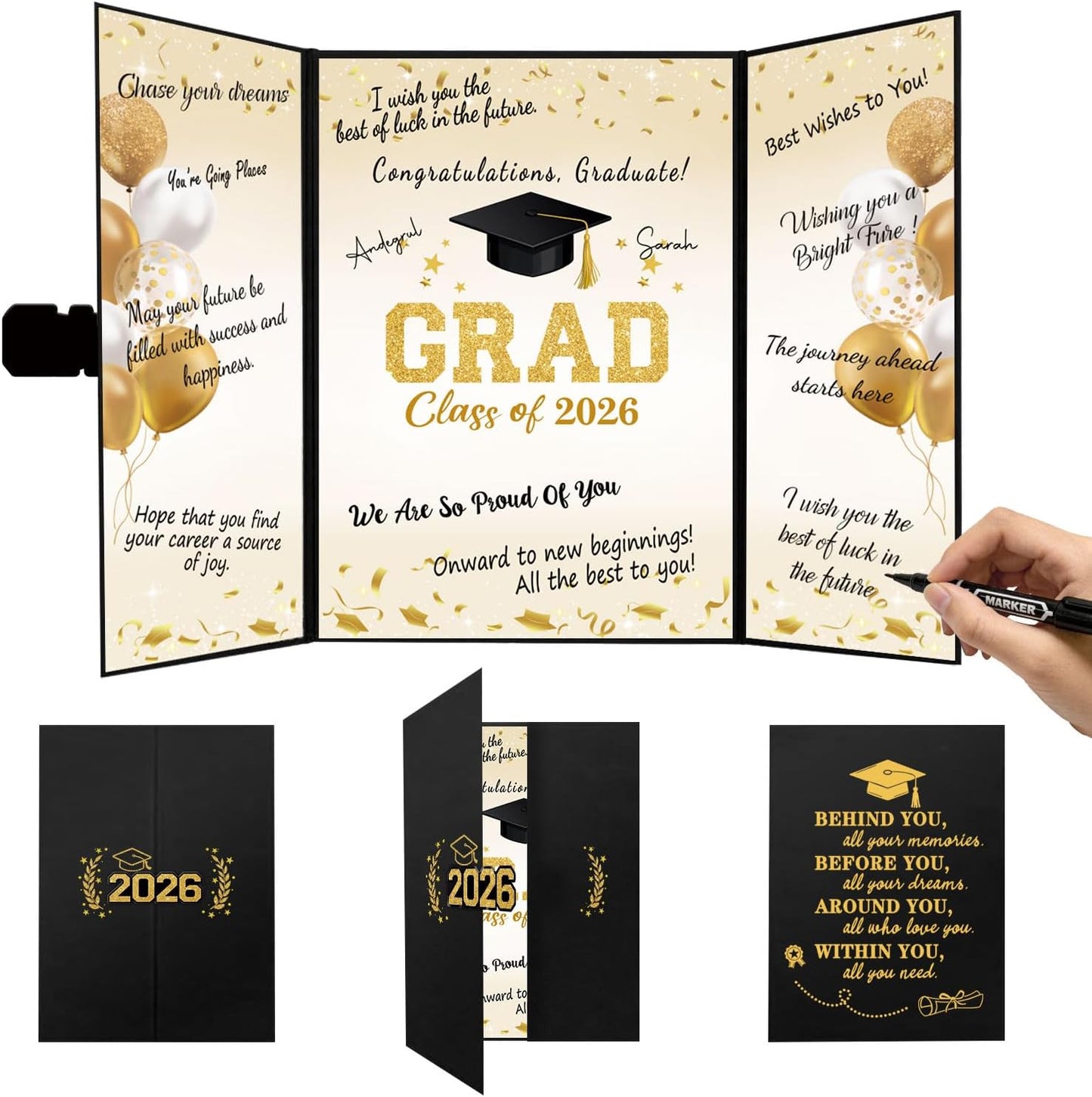 QIYANPAX Graduation Guest Book 2026, Blue and Gold Graduation Decorations Class of 2026, Graduation Signature Book, Congrats Grad Guest Book Alternative, Unique Graduation Gifts