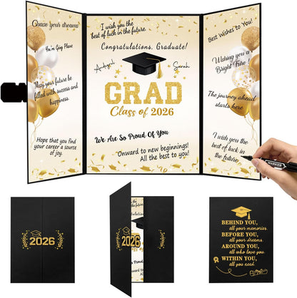 QIYANPAX Graduation Guest Book 2026, Blue and Gold Graduation Decorations Class of 2026, Graduation Signature Book, Congrats Grad Guest Book Alternative, Unique Graduation Gifts