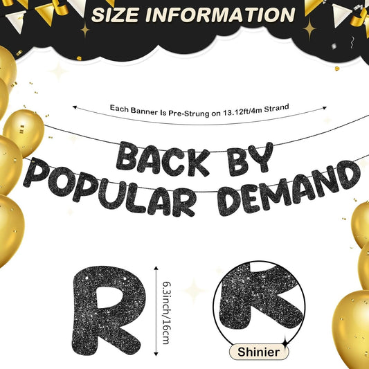 Fulmoon Pre-strung Back by Popular Demand Banner Glitter Welcome Home Party Decorations Welcome Back Sign for Office Return Comeback Divorce Party Supplies (Black)