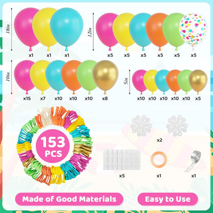 Amandir 153pcs Pink Purple Balloon Garland Arch Kit, Different Sizes 18 12 10 5 inch Pink Purple Red Latex Metallic Confetti Purple Balloons for Girl Women Birthday Bridal Baby Shower Party Decoration