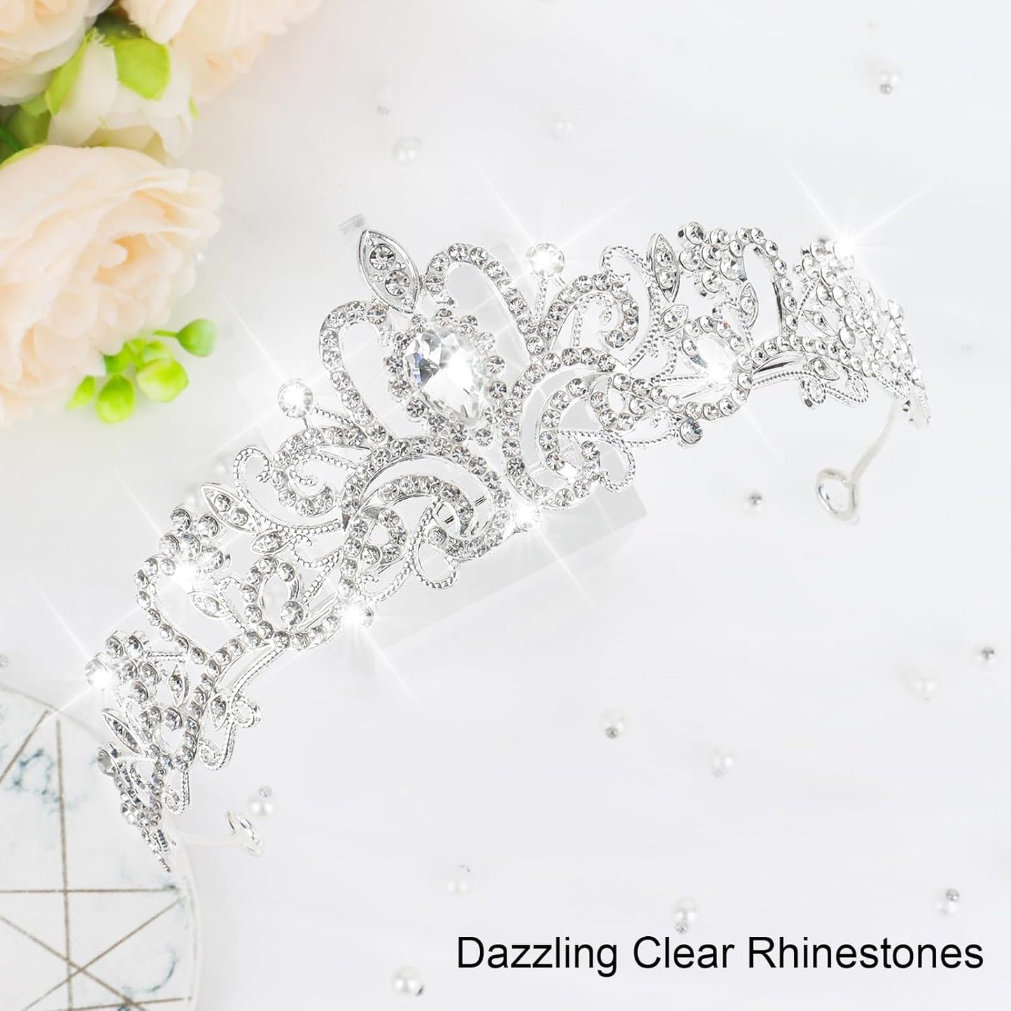 CIEHER Birthday Girl Crown and Sash - Rose Gold Tiara Birthday Decorations for Women and Girls