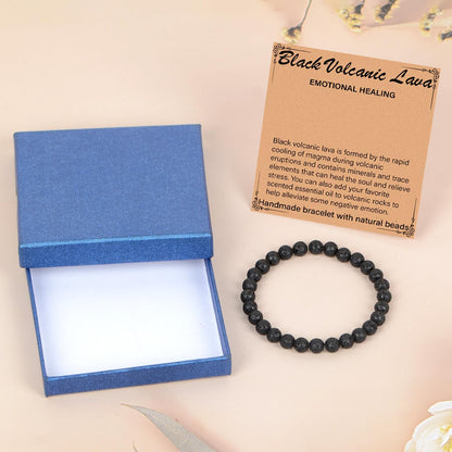 LPBeads Handmade Natural Gemstone Stretch Elastic Bracelet Healing Crystal Round Stone Beads Jewelry Gifts for Women Men