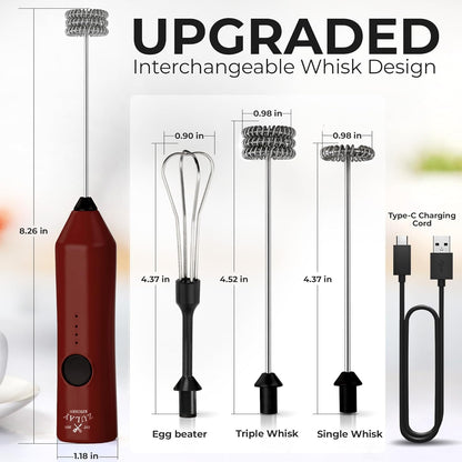 Zulay Kitchen Powerful Milk Frother Wand With Duracell Batteries - Ultra Fast Handheld Drink Mixer - Electric Whisk Foam Maker for Coffee, Lattes, Cappuccino & Matcha - Z1 Motor - Black - Colors A