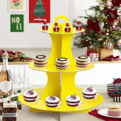 Soleebee 3-Tier Round Cupcake Stand, Cardboard Cupcake Tower, Dessert Cup Cake Stand Tower for Birthday Wedding Party Decoration, Cupcake Tier Stand 1 Set (Hot Pink)