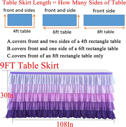 Pastel Rainbow Table Skirt Ruffle Party Tablecloth for Rectangle Table 6ft Birthday Party Baby Shower