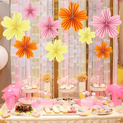 Party Hanging Paper Fans Decoration Set for Wedding Birthday Party Mother's Day Round Events Accessories Set of 8