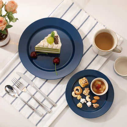 Goodluck 200PCS Gold Plastic Plates, Heavy Duty Disposable Gold Plates with 100 10.25 inch Dinner Plates and 100 7.5 inch Dessert Plates for Party, Holiday, Wedding, Thanksgiving