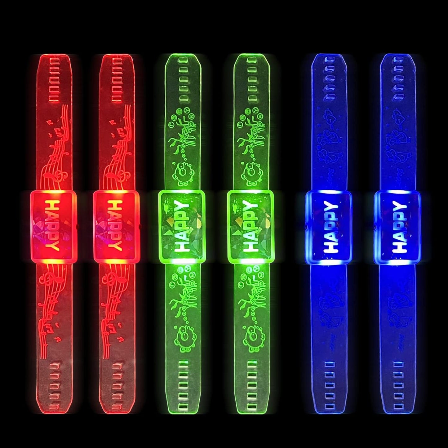 M.best 24pcs LED Light Up Bracelets, Glow in The Dark Flashing Wristbands Happy Bracelets Party Favors for Wedding,Sports,Festivals,Concerts,Party
