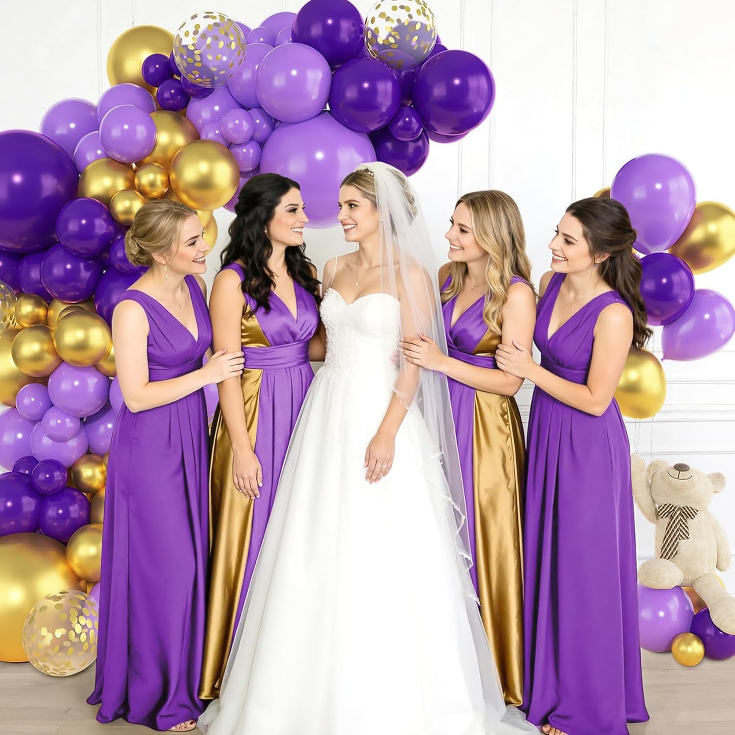 Amandir 153pcs Pink Purple Balloon Garland Arch Kit, Different Sizes 18 12 10 5 inch Pink Purple Red Latex Metallic Confetti Purple Balloons for Girl Women Birthday Bridal Baby Shower Party Decoration