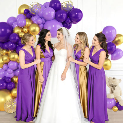 Amandir 153pcs Pink Purple Balloon Garland Arch Kit, Different Sizes 18 12 10 5 inch Pink Purple Red Latex Metallic Confetti Purple Balloons for Girl Women Birthday Bridal Baby Shower Party Decoration