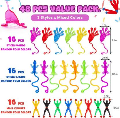 AMOR PRESENT 48PCS Stretchy Sticky Toy Party Favors, Party Table Favors Set for Kids Classroom Treasure Box Carnival Prizes Bulk Pinata Stuff Toys