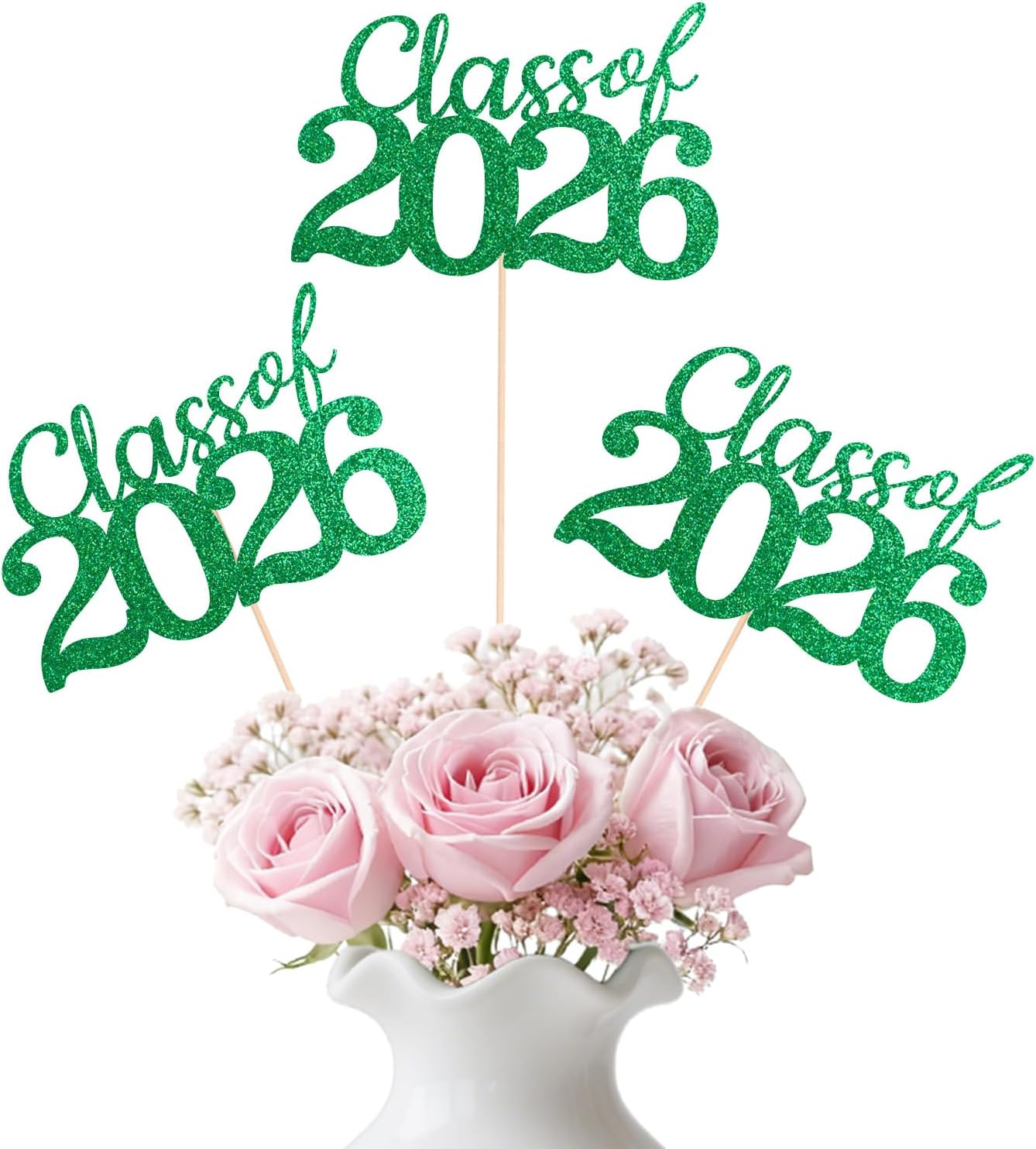 Gold Class of 2026 Double-sided Graduation Table Centerpieces, 12 Pcs Grad Party Decorations with Sticks, Graduation 2026 Party Supplies for Table Decor